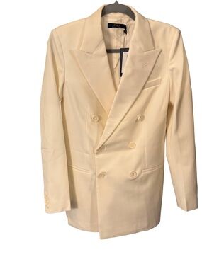 Polo Ralph Lauren Women’s Ivory Blazer Double Breasted Wool Garbardine Sz 4 NWT